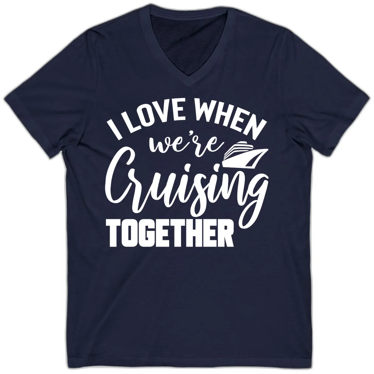 I Love When We're Cruising Together V-Neck in Navy