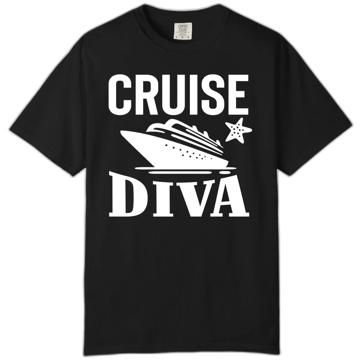 Cruise Diva Comfort Color T-Shirt in Black