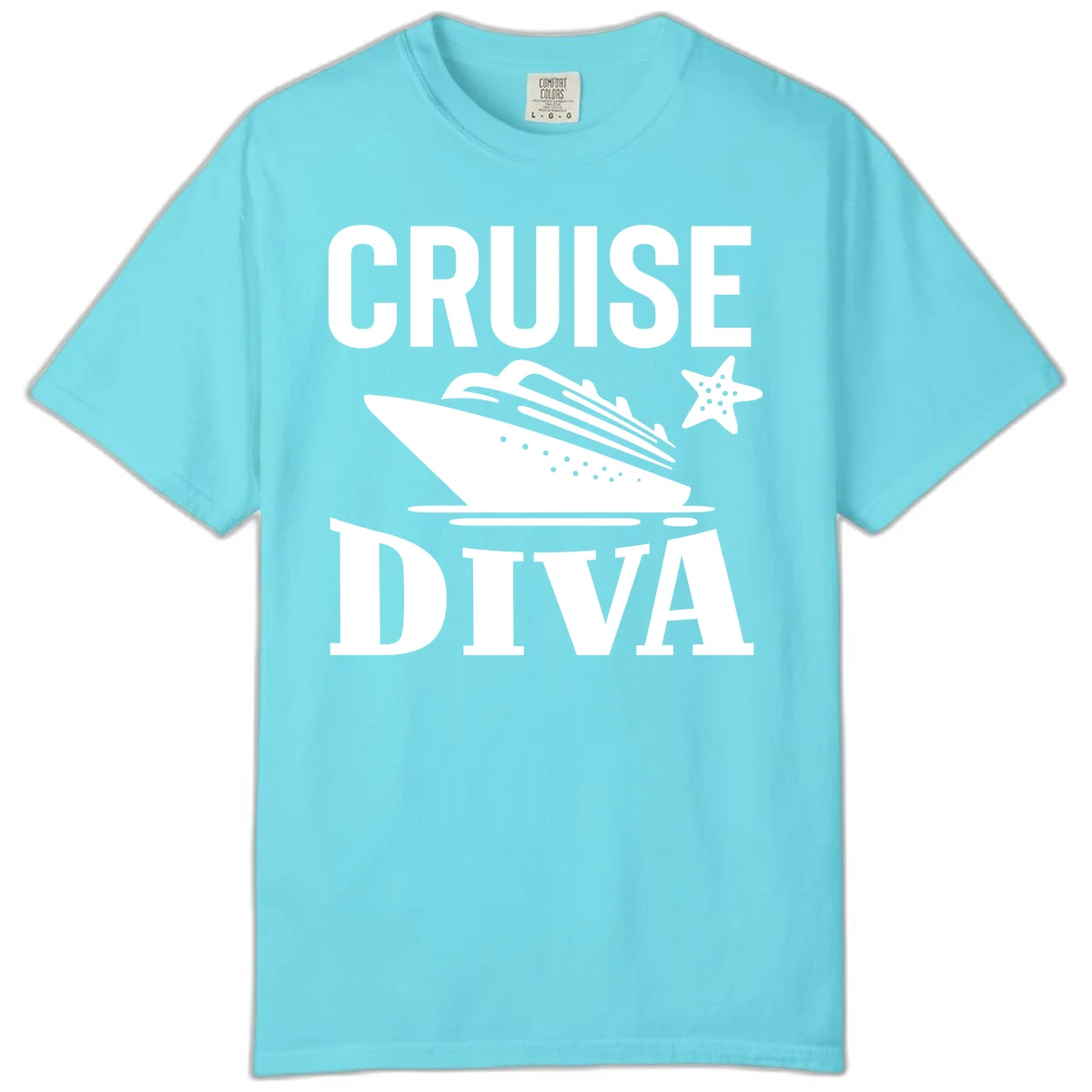 Cruise Diva Comfort Color T-Shirt in Lagoon Blue
