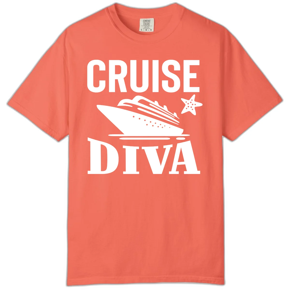 Cruise Diva Comfort Color T-Shirt in Bright Salmon