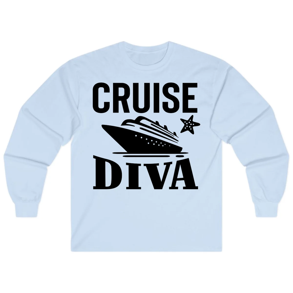 Cruise Diva Long Sleeve T-Shirt in Light Blue