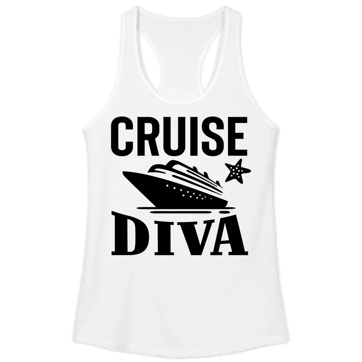 Cruise Diva Ladies Tank Top in White