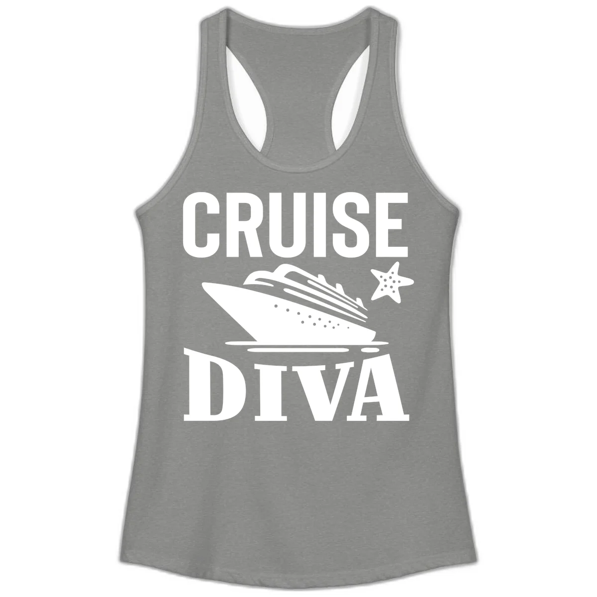 Cruise Diva Ladies Tank Top in Heather Grey