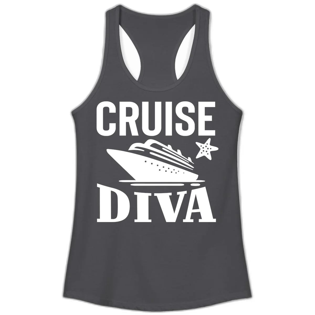 Cruise Diva Ladies Tank Top in Solid Dark Gray
