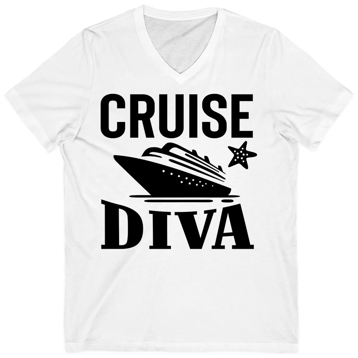 Cruise Diva V-Neck T-Shirt in White