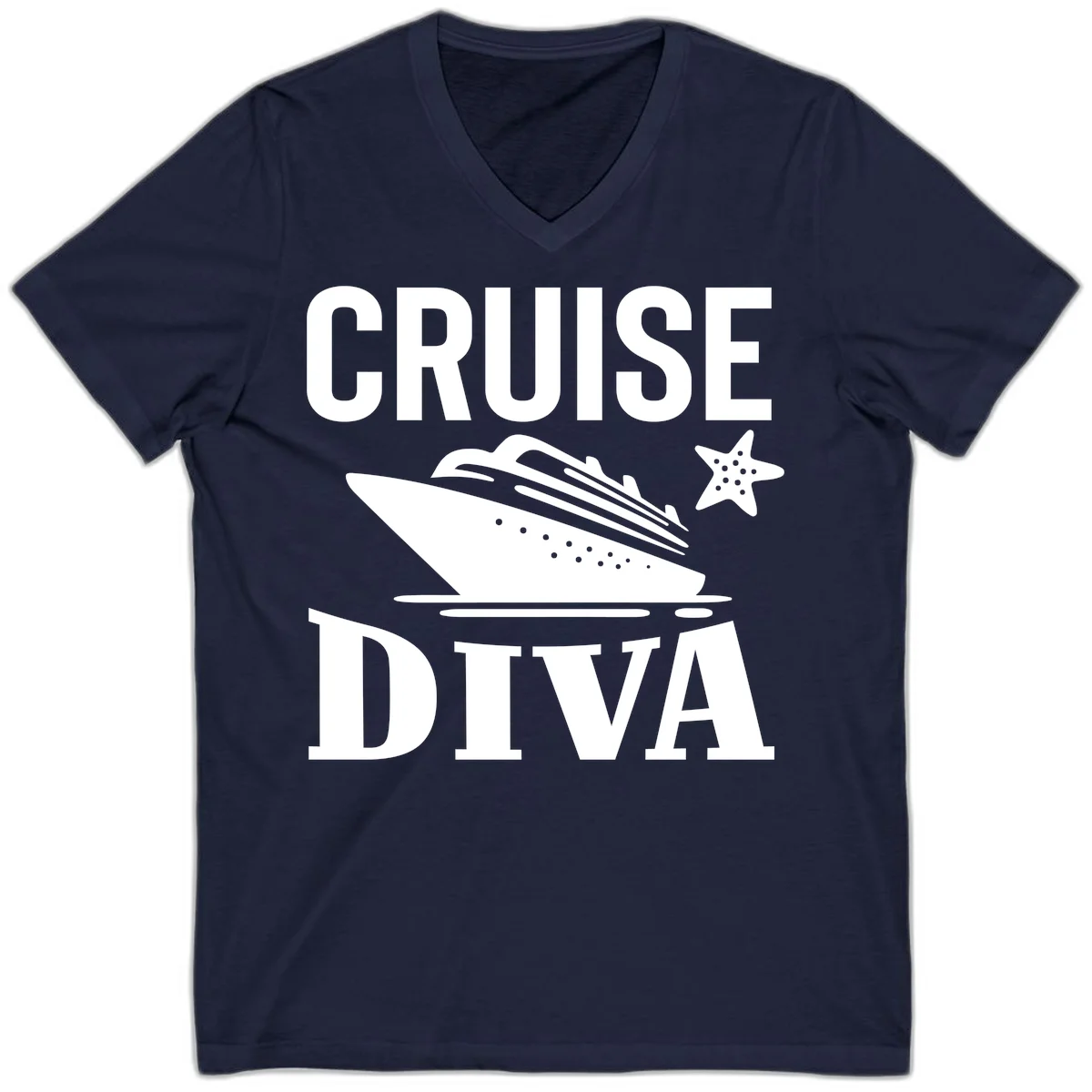 Cruise Diva V-Neck T-Shirt in Navy