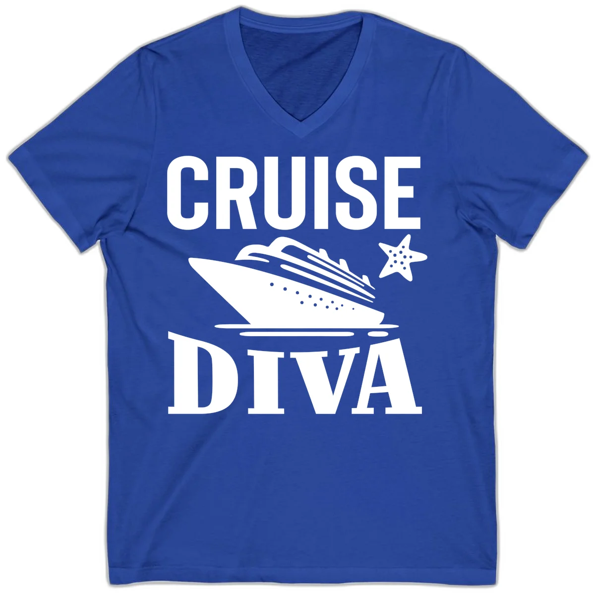 Cruise Diva V-Neck T-Shirt in True Royal