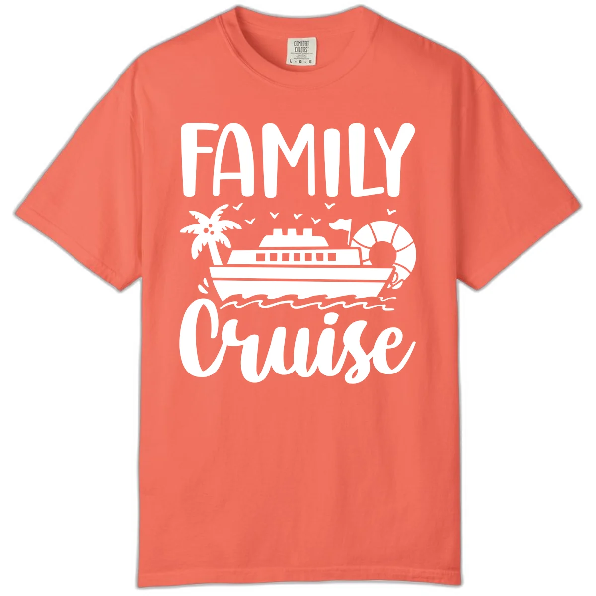 Family Cruise Vacation Comfort Color in Bright Salmon