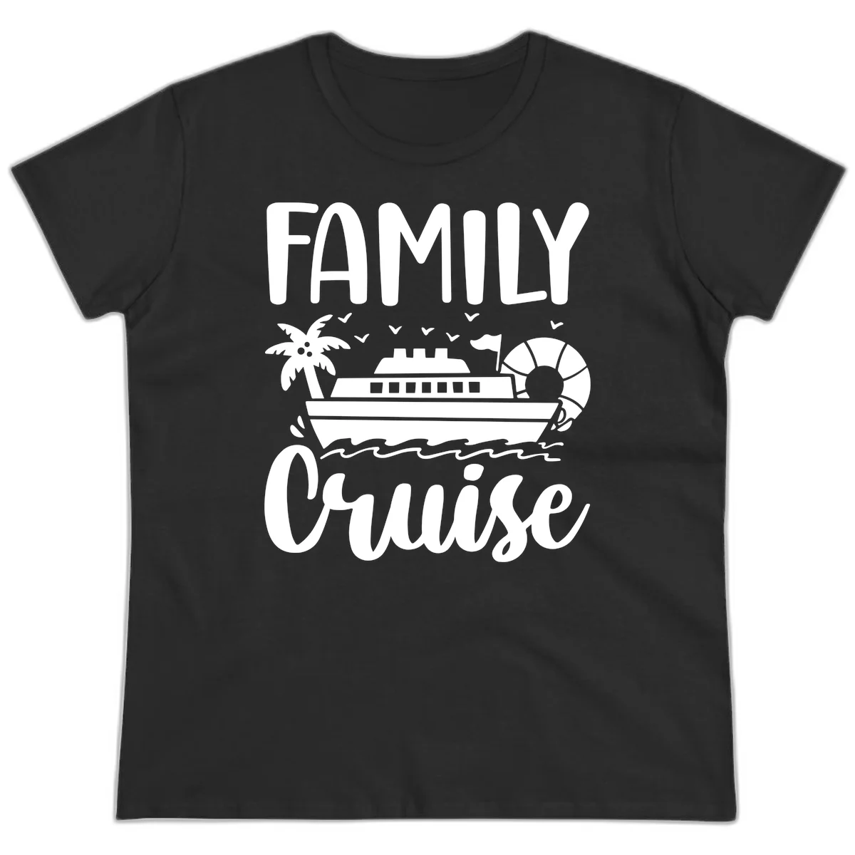 Family Cruise Vacation Ladies Tee in Black