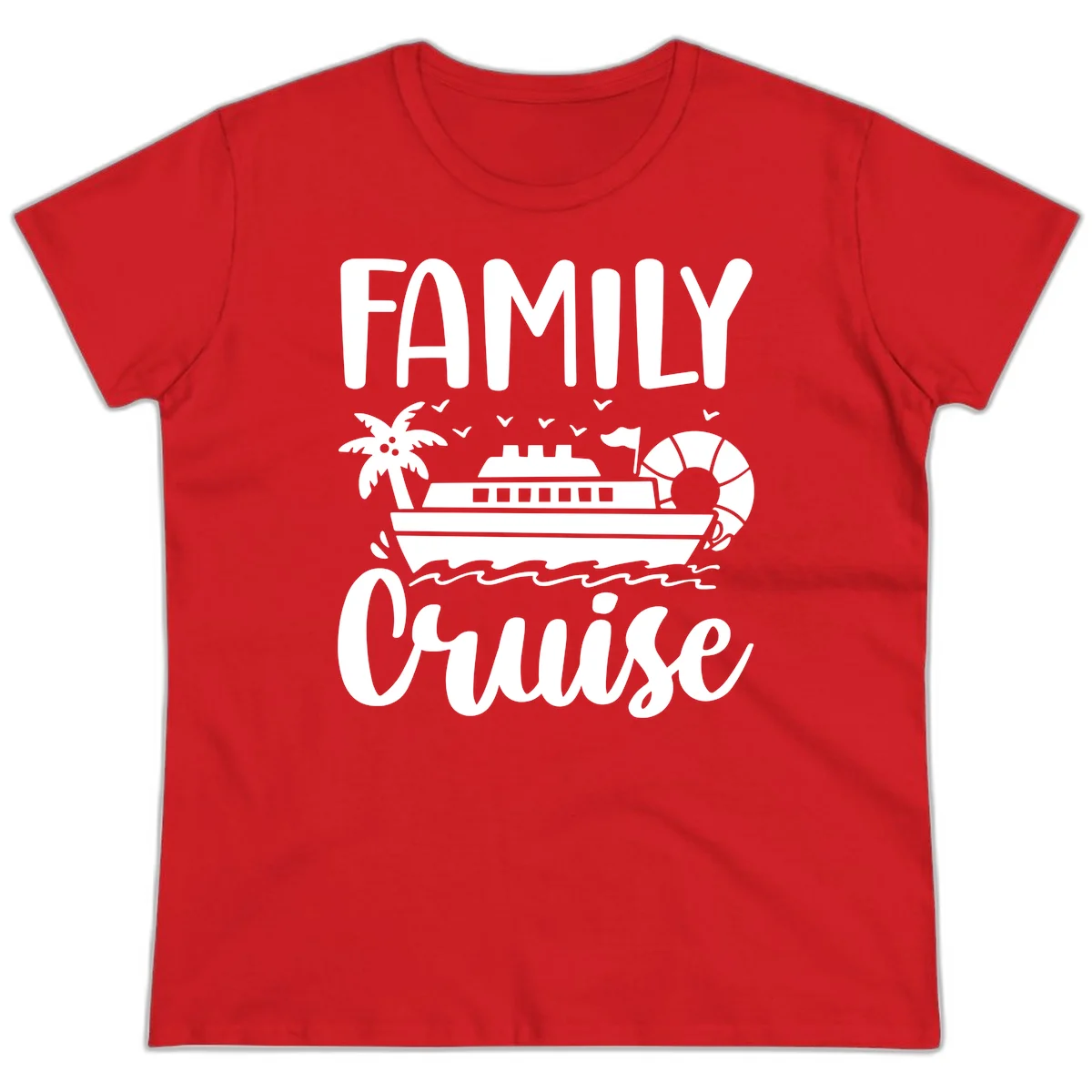 Family Cruise Vacation Ladies Tee in Red
