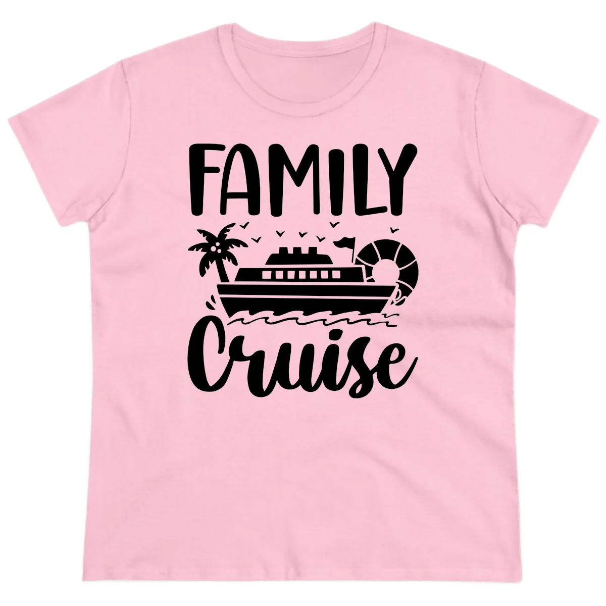 Family Cruise Vacation Ladies Tee in Light Pink