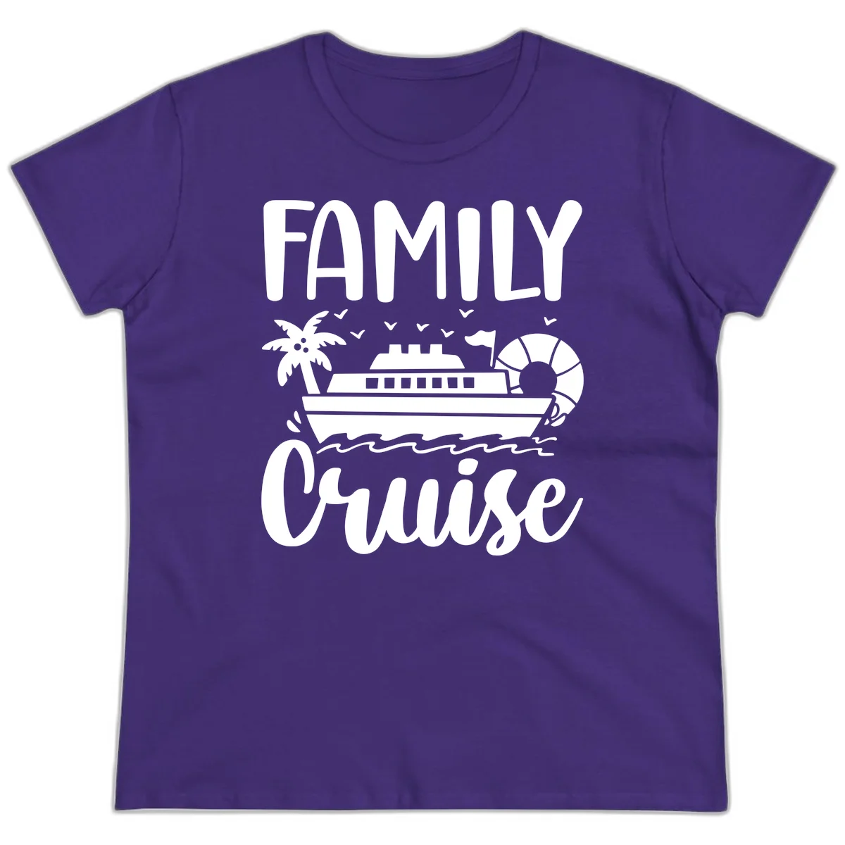 Family Cruise Vacation Ladies Tee in Purple