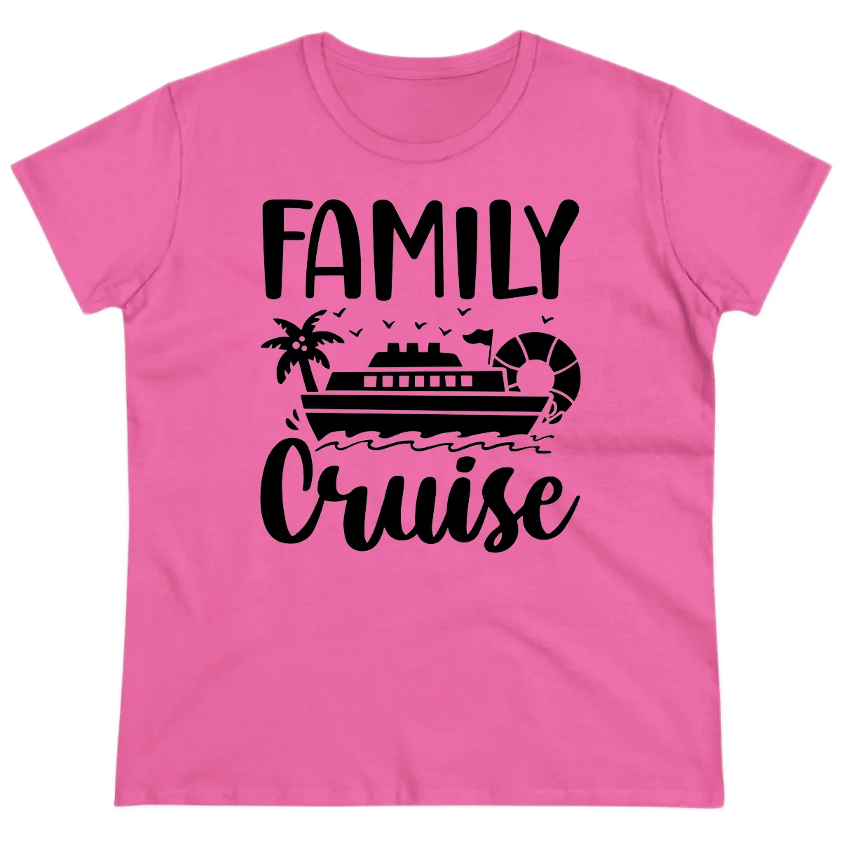 Family Cruise Vacation Ladies Tee in Azalea
