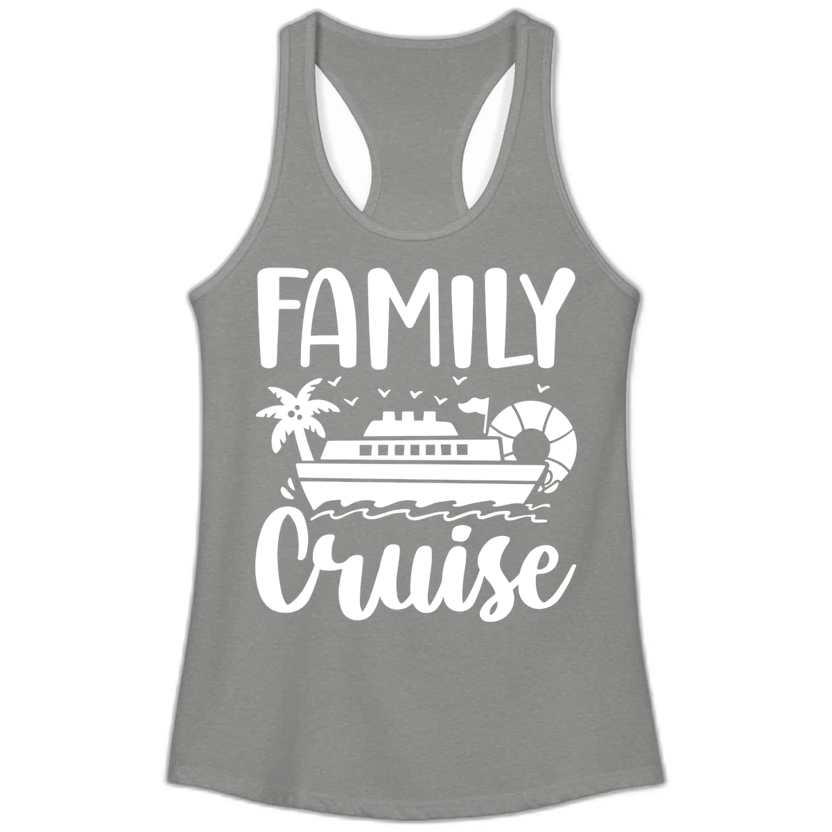 Family Cruise Vacation Ladies Tank in Heather Grey