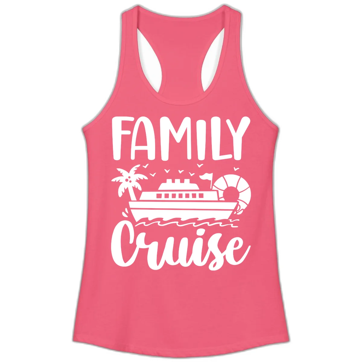 Family Cruise Vacation Ladies Tank in Hot Pink