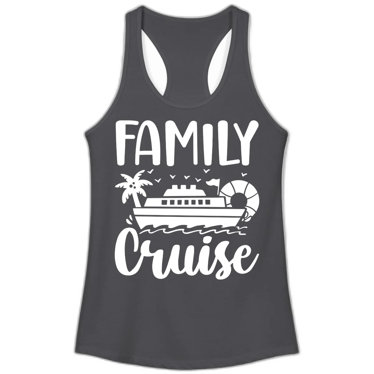 Family Cruise Vacation Ladies Tank in Solid Dark Gray