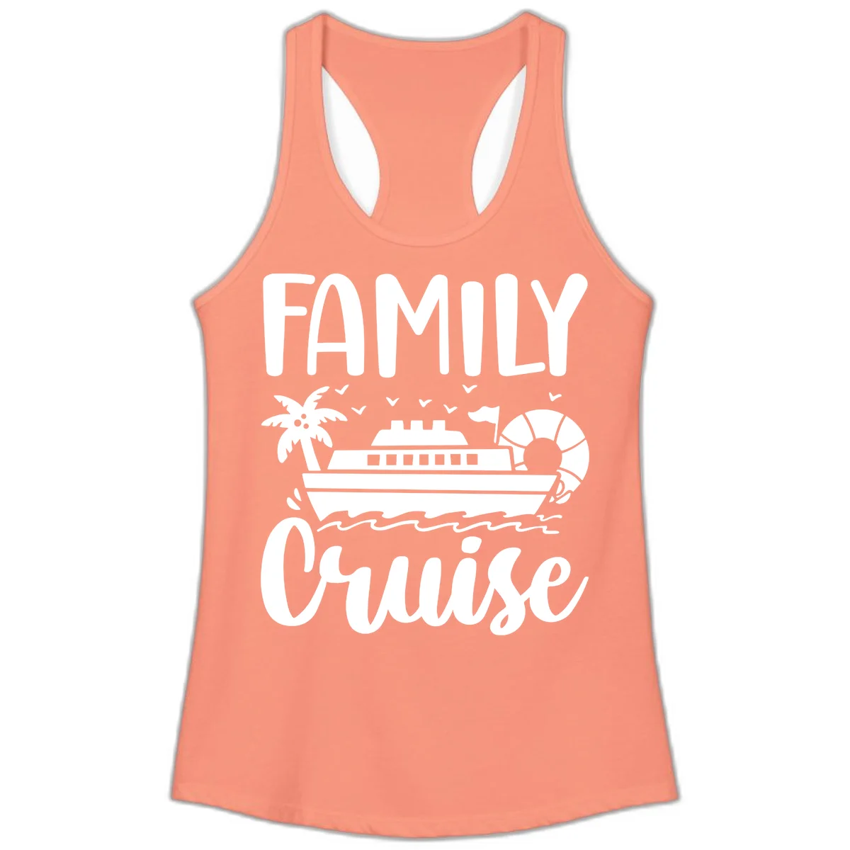 Family Cruise Vacation Ladies Tank in Solid Light Orange