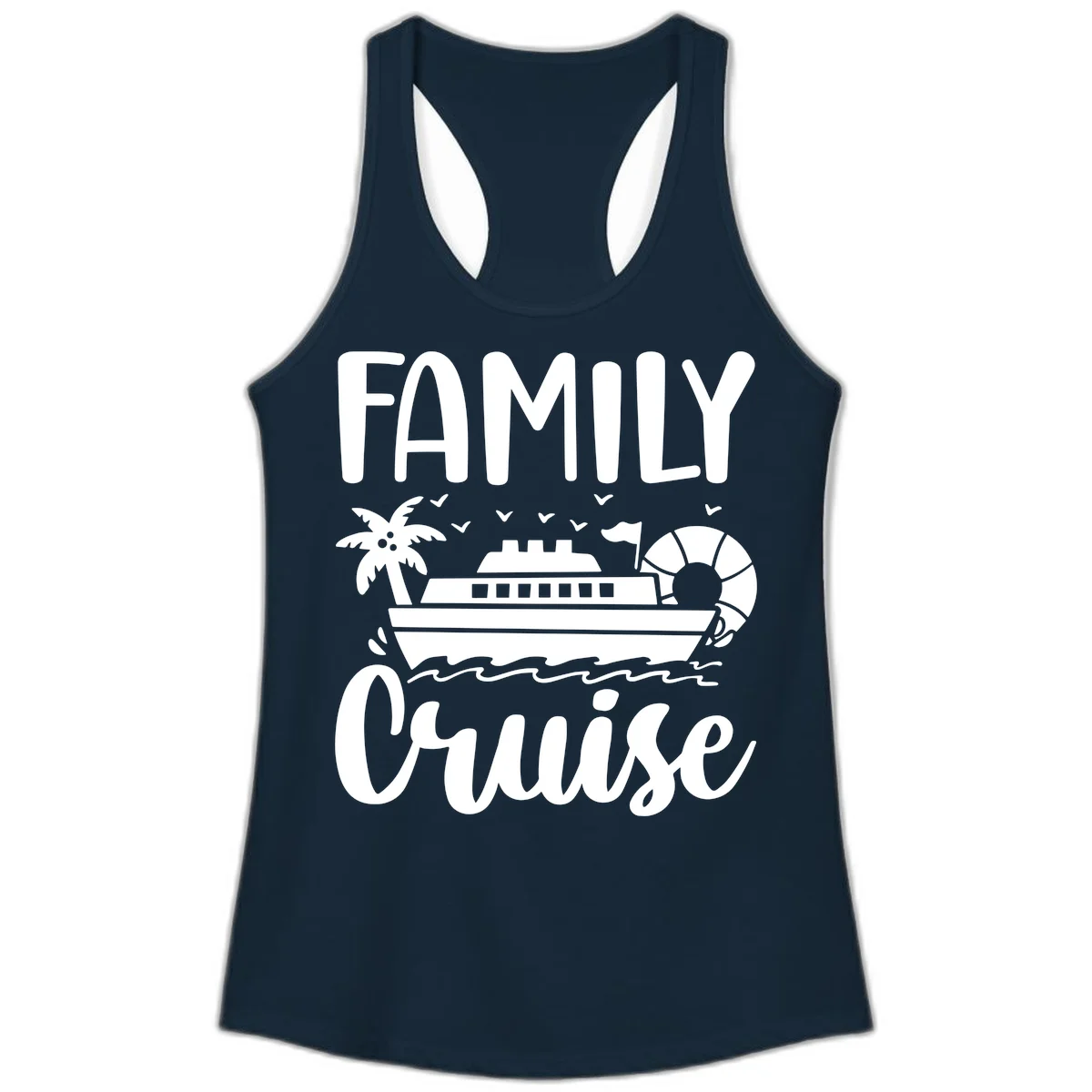 Family Cruise Vacation Ladies Tank in Solid Midnight Navy