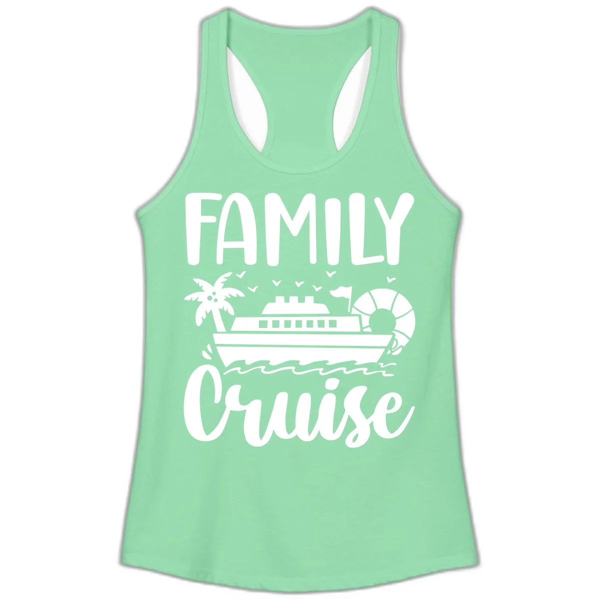 Family Cruise Vacation Ladies Tank in Solid Mint