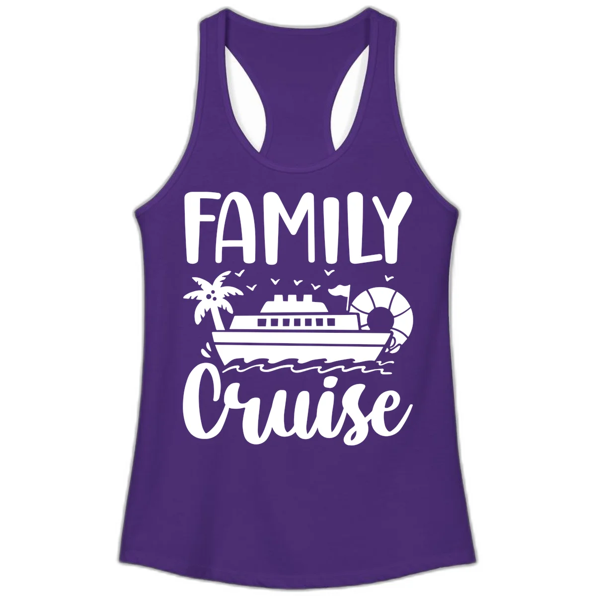 Family Cruise Vacation Ladies Tank in Solid Purple Rush