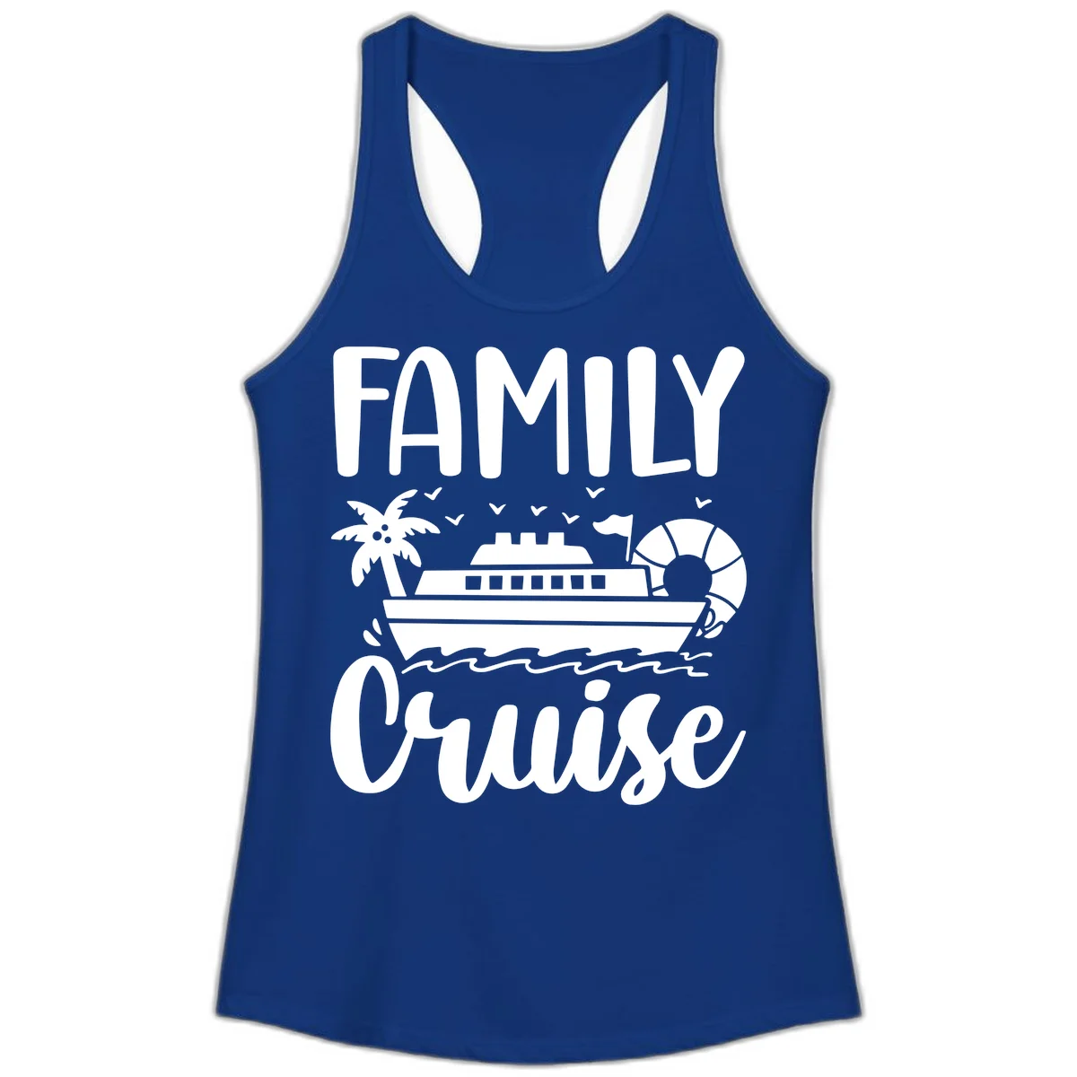 Family Cruise Vacation Ladies Tank in Solid Royal