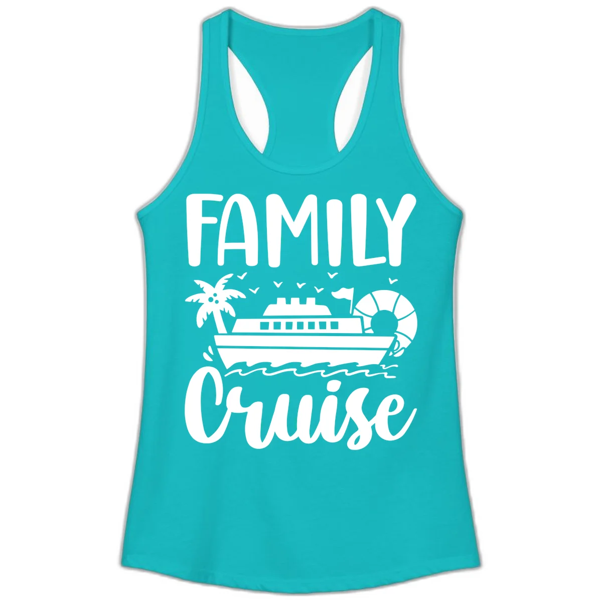 Family Cruise Vacation Ladies Tank in Tahiti Blue