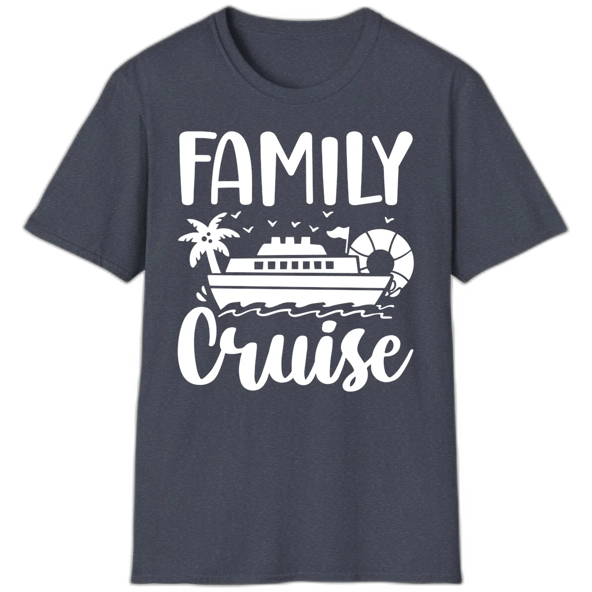 Family Cruise Vacation T-Shirt in Heather Navy