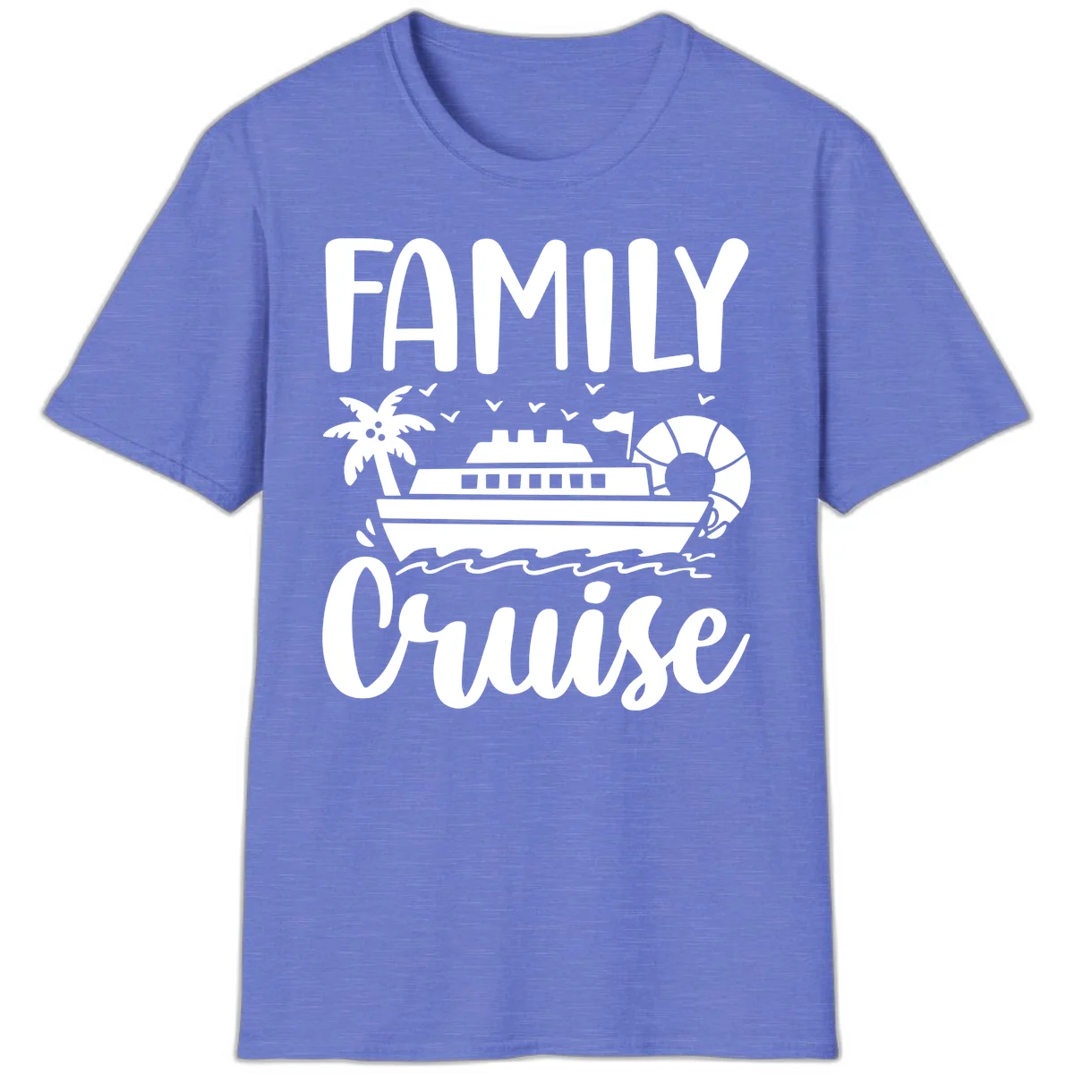 Family Cruise Vacation T-Shirt in Heather Royal