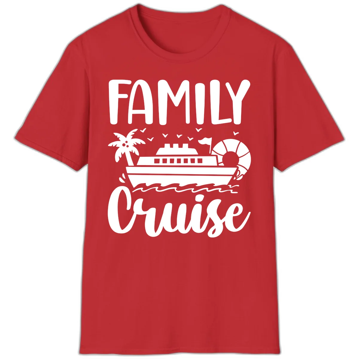 Family Cruise Vacation T-Shirt in Red