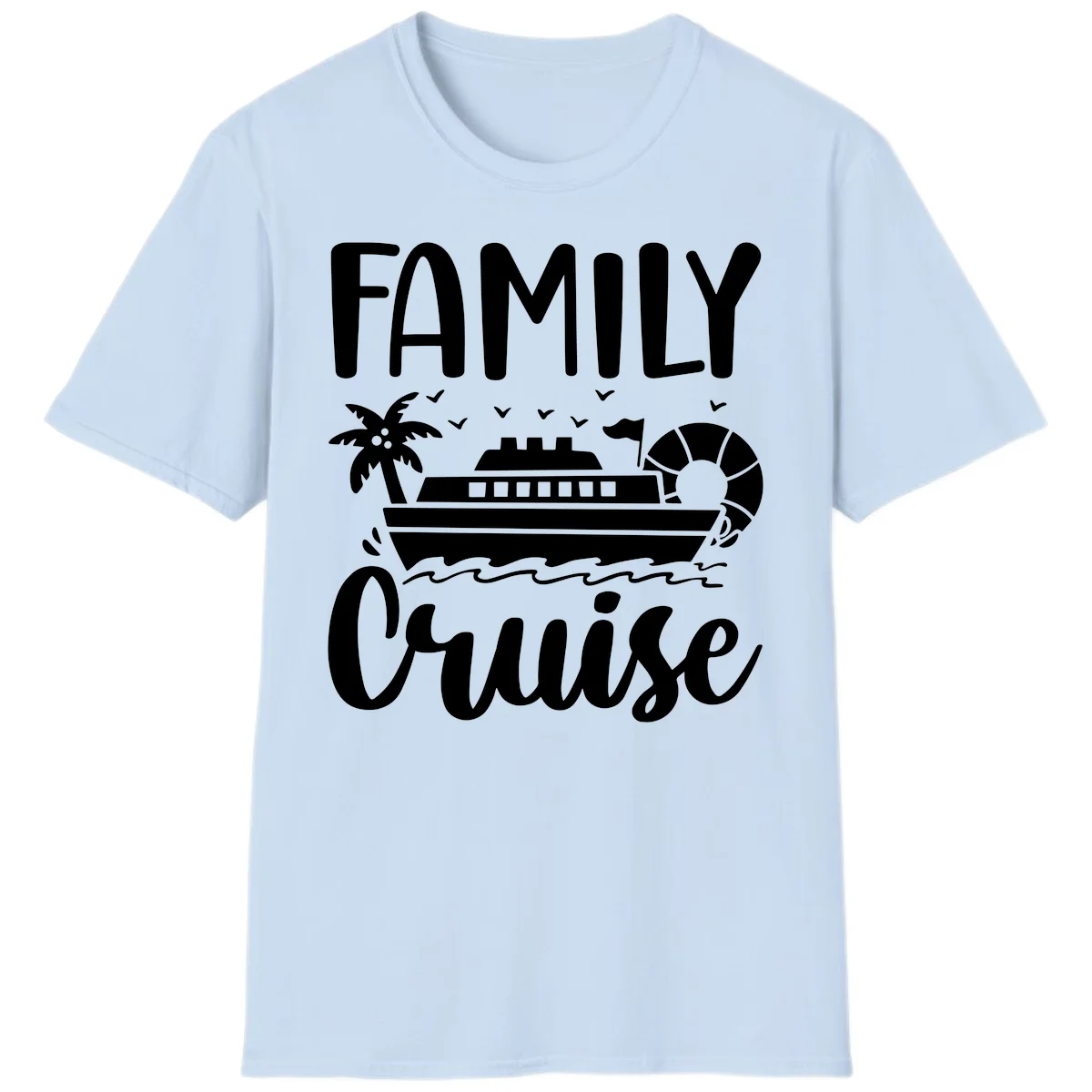 Family Cruise Vacation T-Shirt in Light Blue