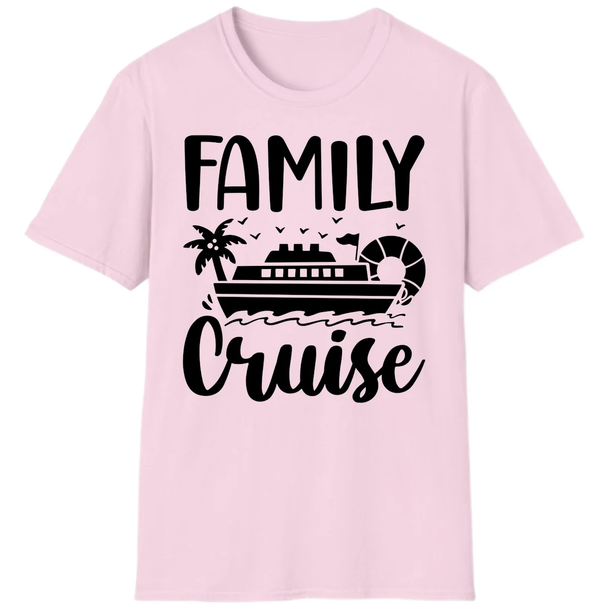 Family Cruise Vacation T-Shirt in Light Pink