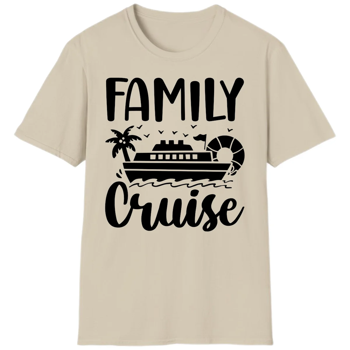 Family Cruise Vacation T-Shirt in Sand