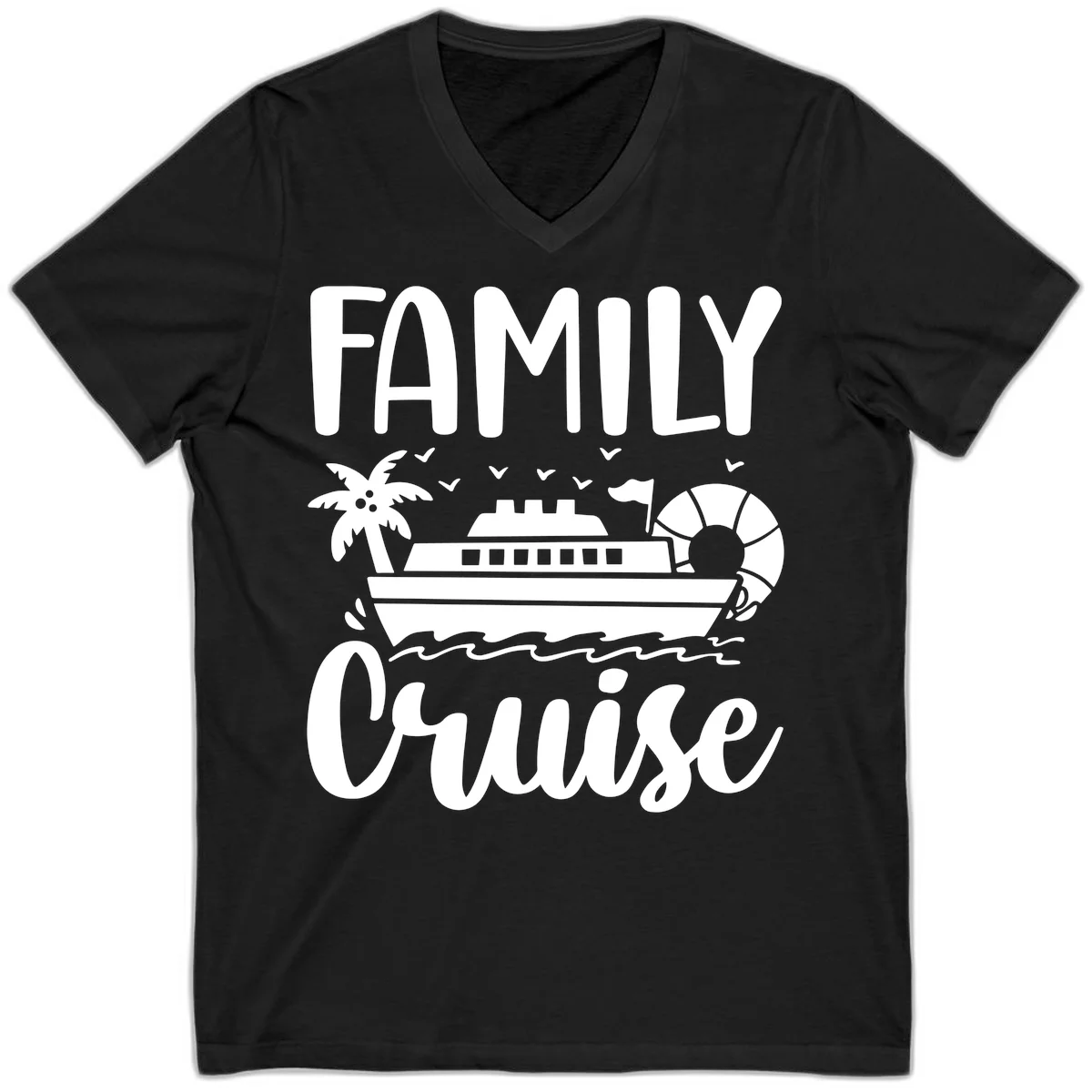 Family Cruise Vacation V-Neck in Black