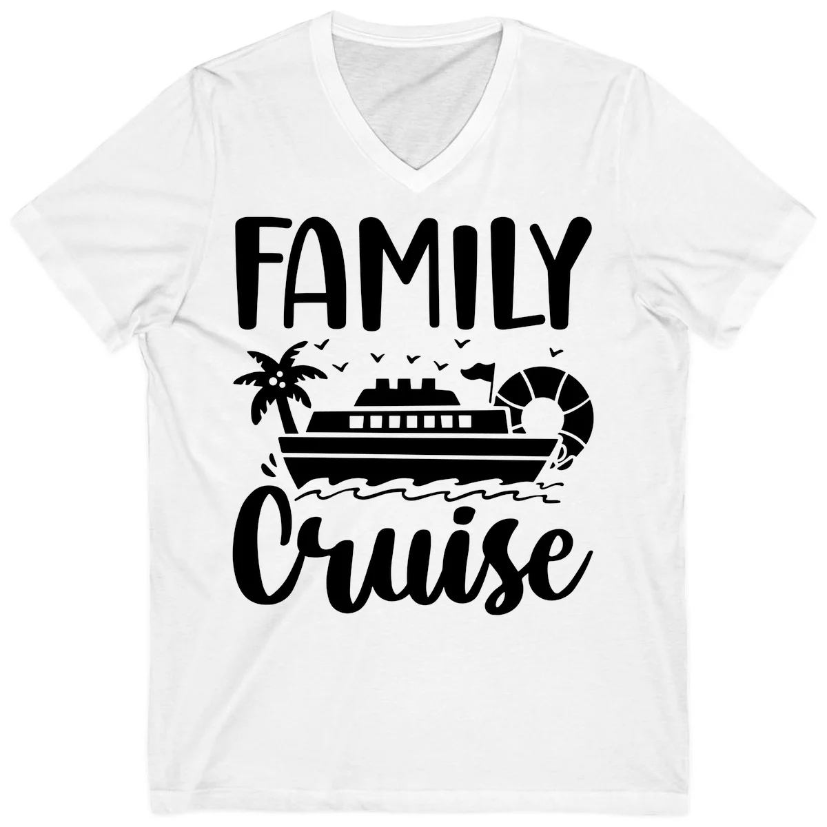 Family Cruise Vacation V-Neck in White