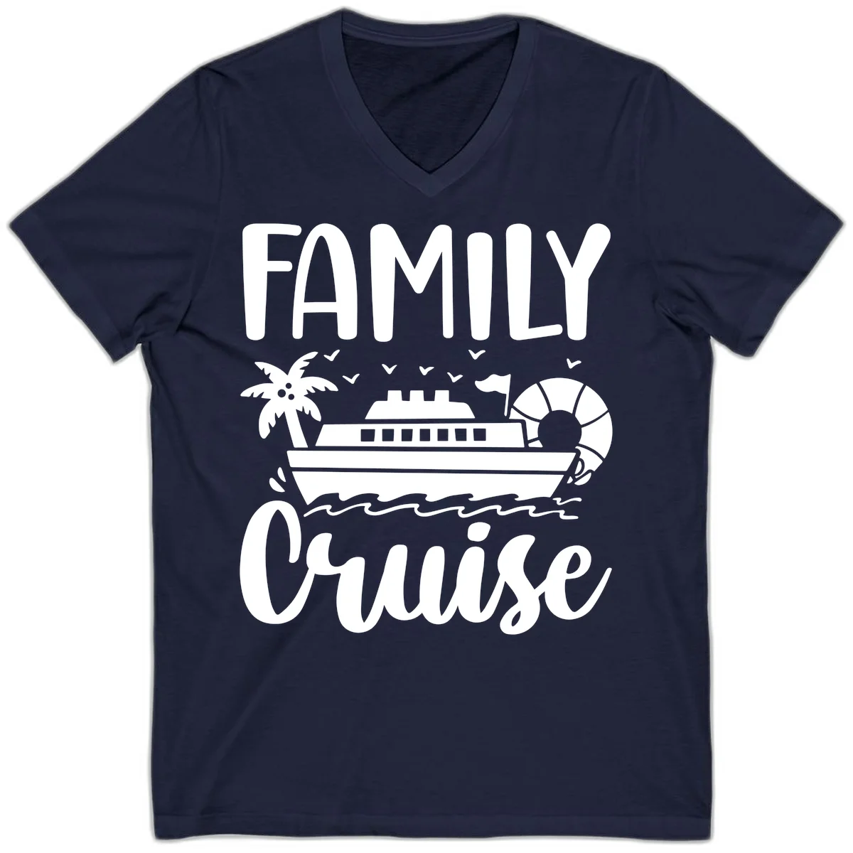 Family Cruise Vacation V-Neck in Navy