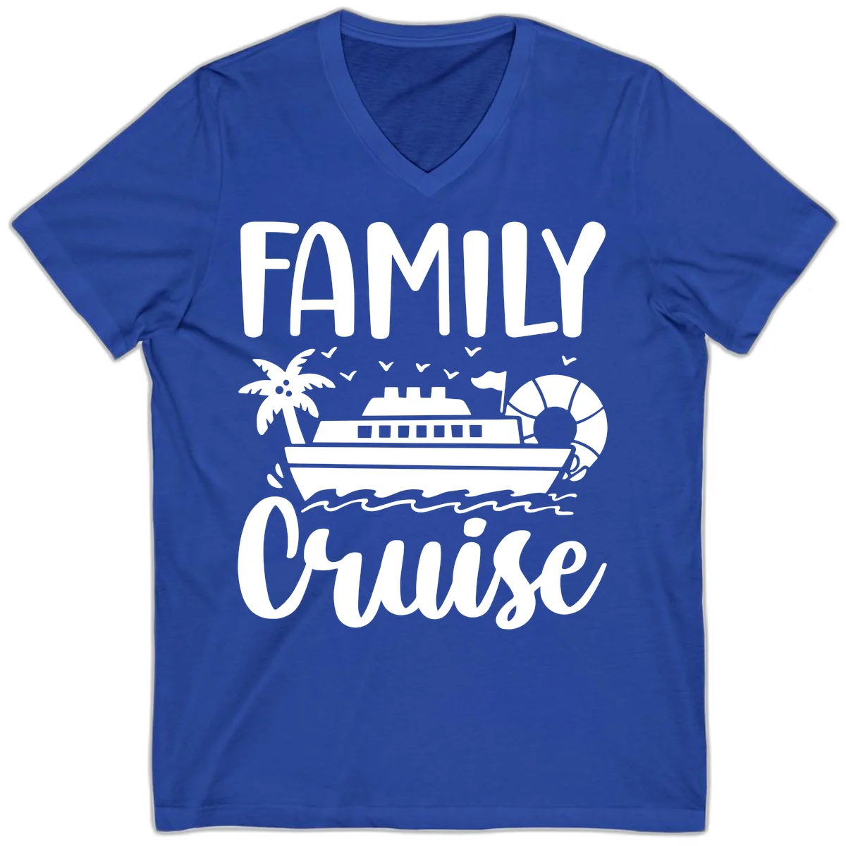 Family Cruise Vacation V-Neck in True Royal