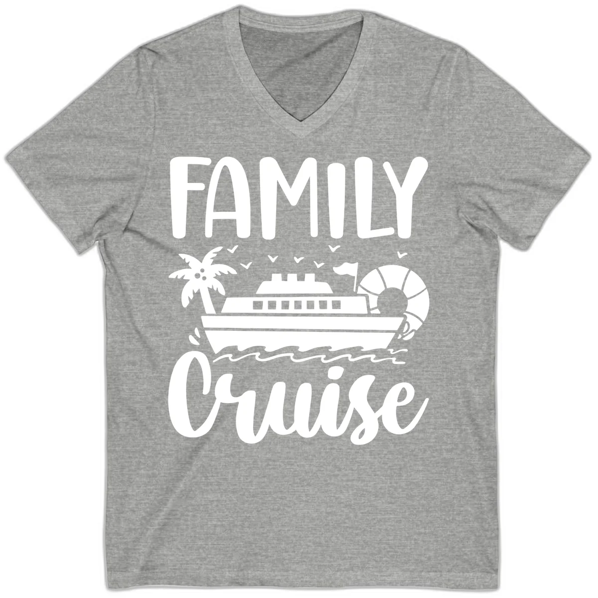 Family Cruise Vacation V-Neck in Athletic Heather