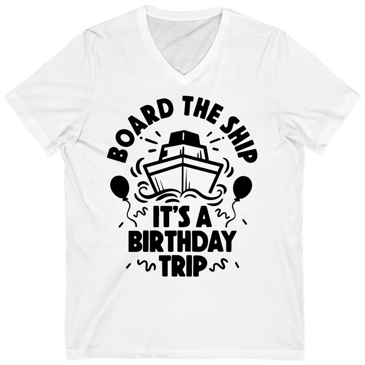 Aboard The Ship Birthday Trip V-Neck in White