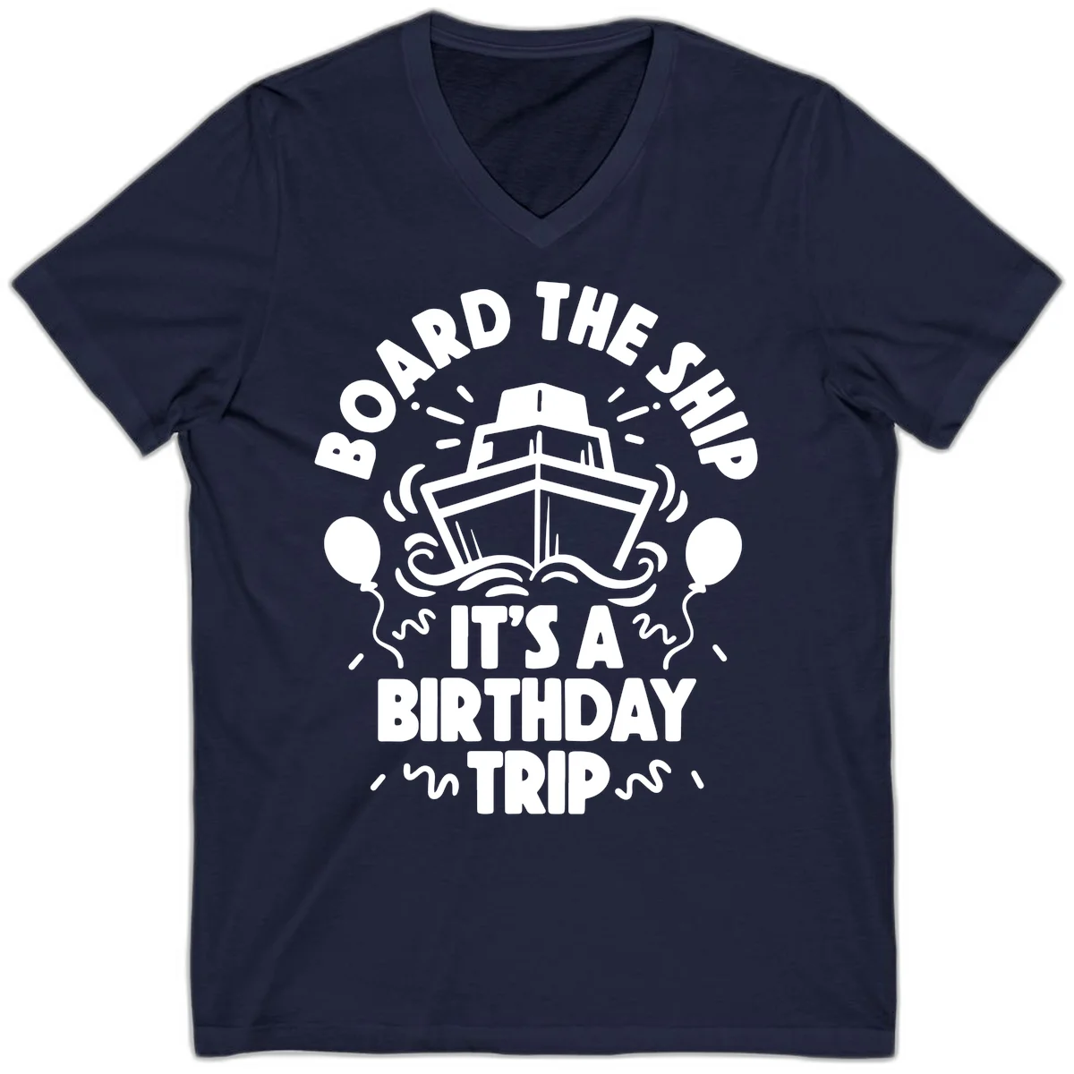 Aboard The Ship Birthday Trip V-Neck in Navy