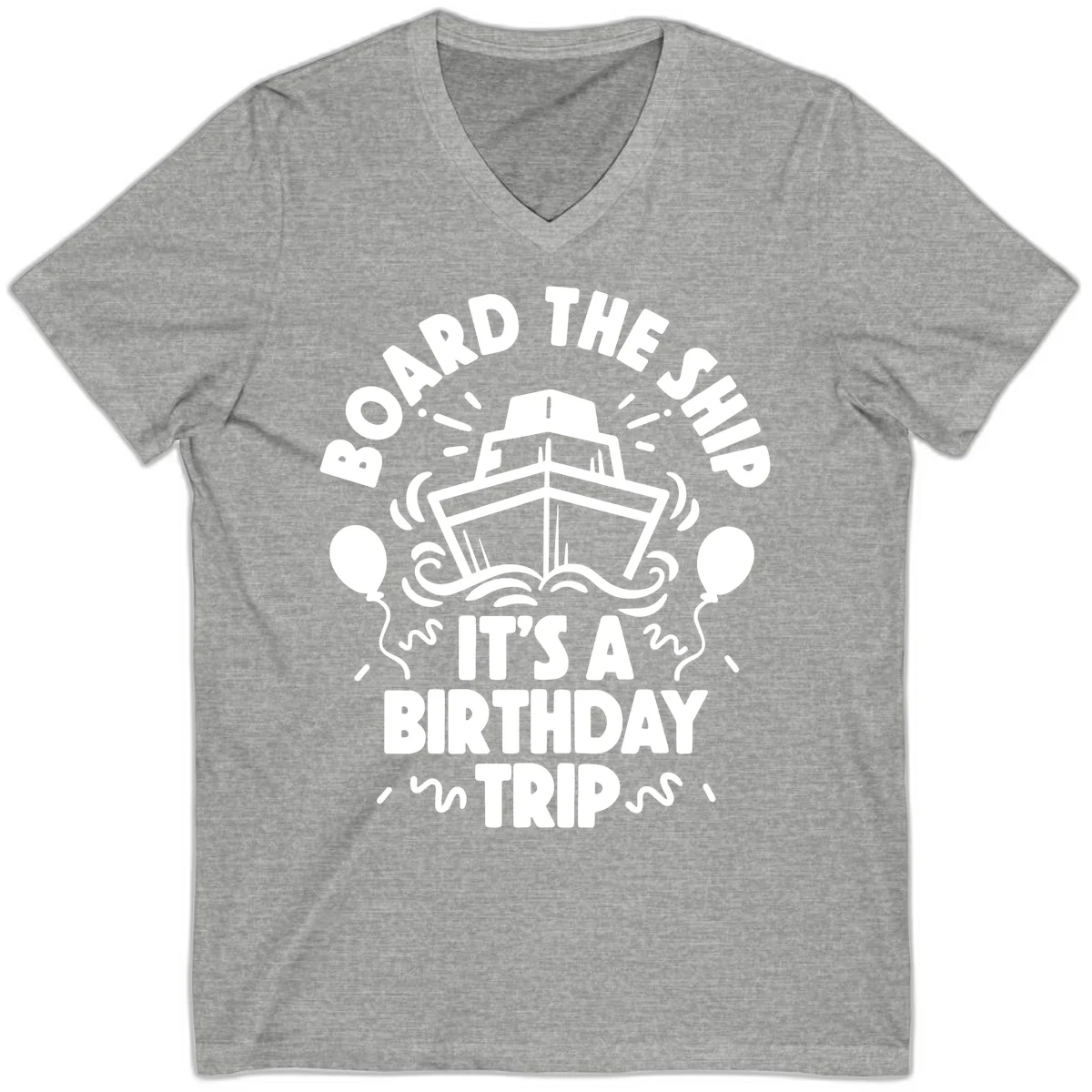 Aboard The Ship Birthday Trip V-Neck in Athletic Heather