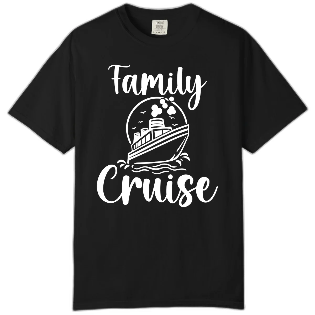 Family Cruise Adventure Ship Comfort Colors Tee in Black