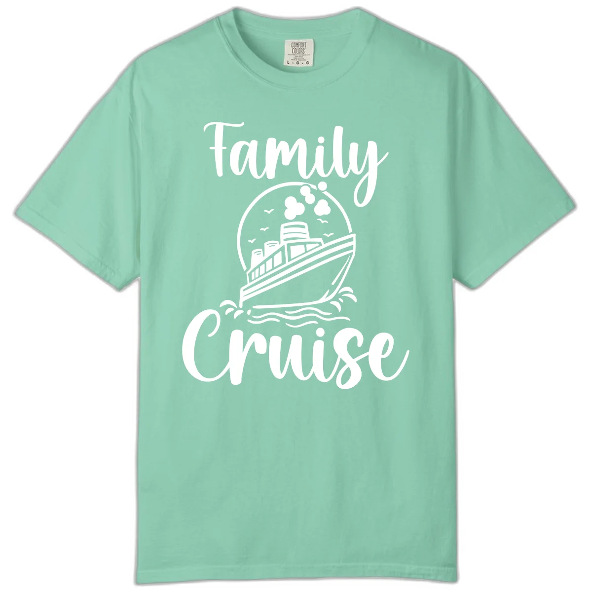 Family Cruise Adventure Ship Comfort Colors Tee in Island Reef