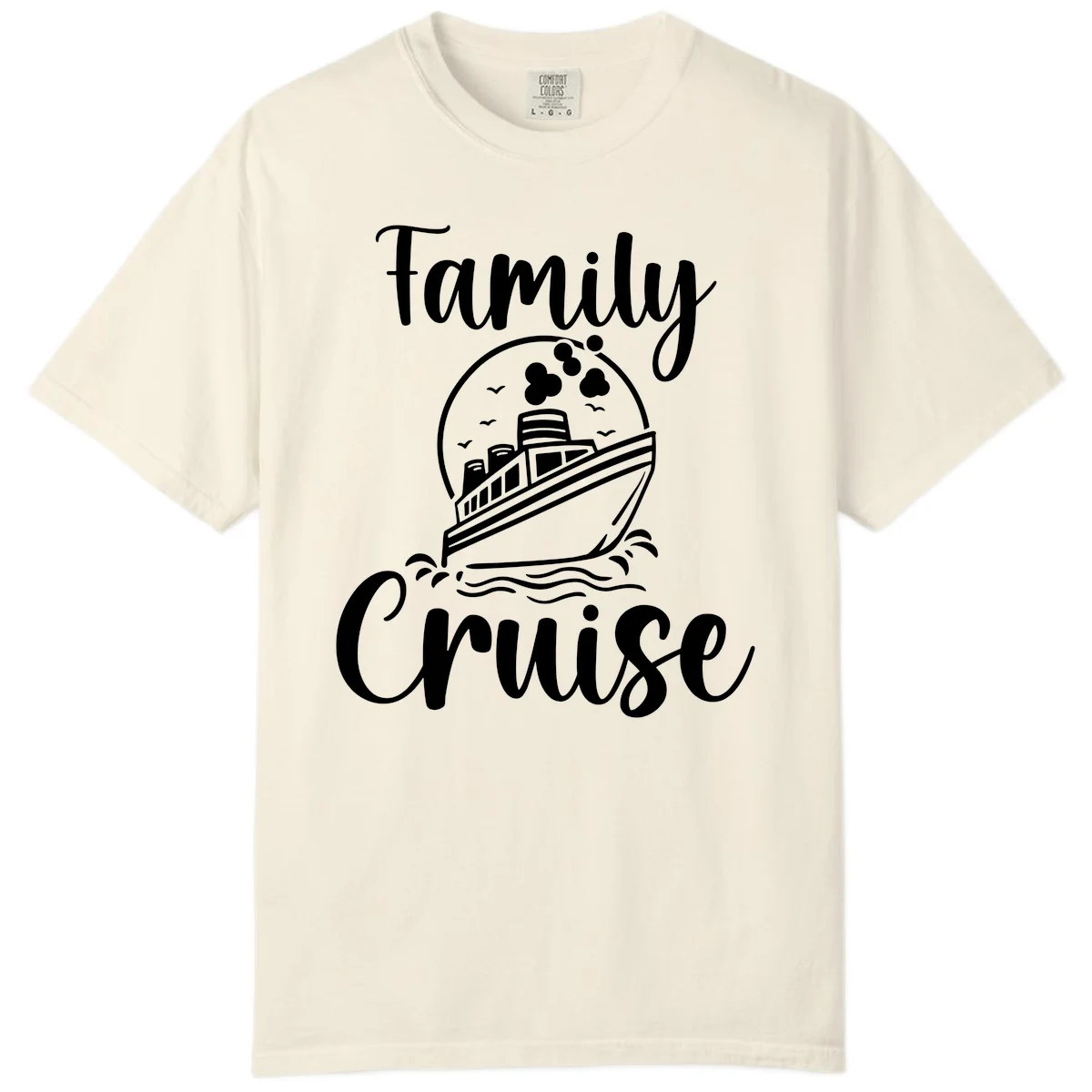 Family Cruise Adventure Ship Comfort Colors Tee in Ivory