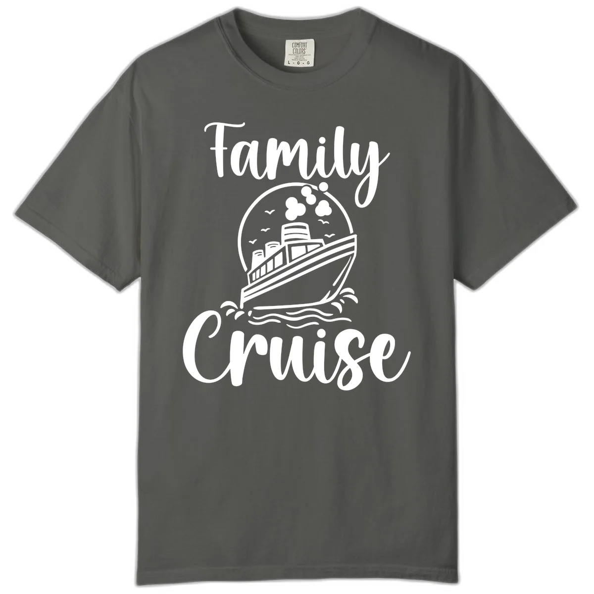 Family Cruise Adventure Ship Comfort Colors Tee in Pepper