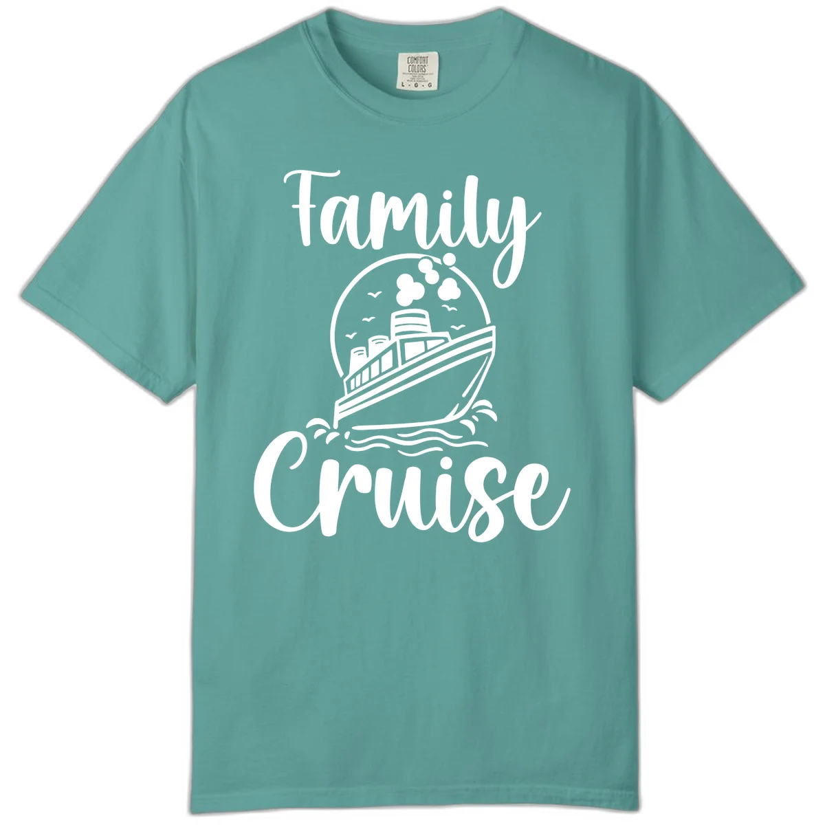 Family Cruise Adventure Ship Comfort Colors Tee in Seafoam