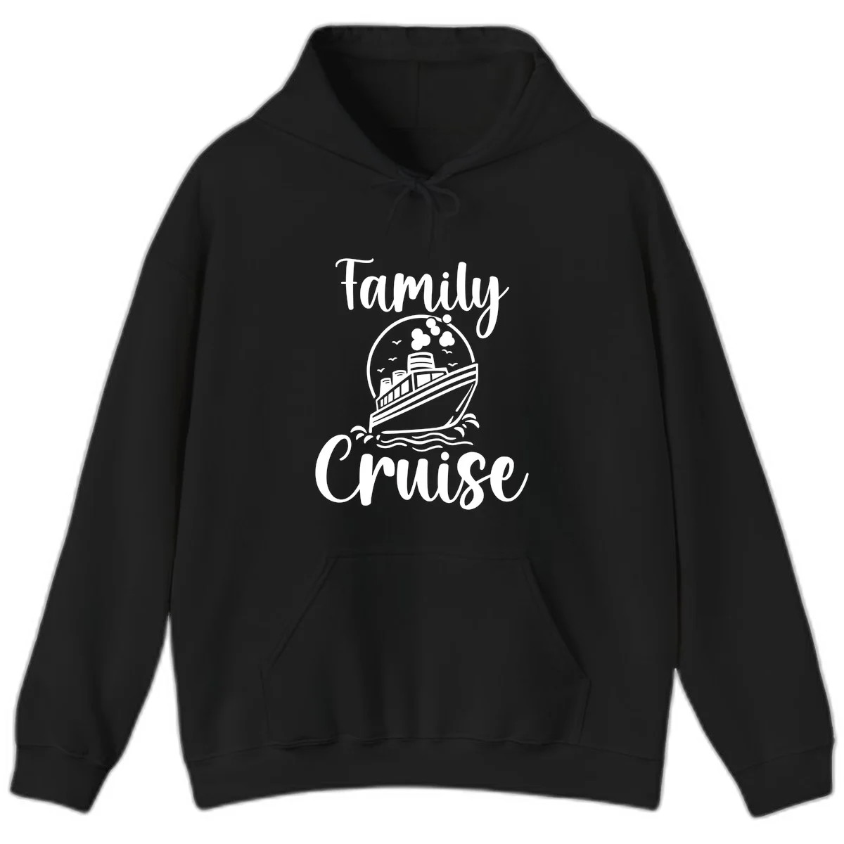 Family Cruise Adventure Ship Hooded Sweatshirt in Black