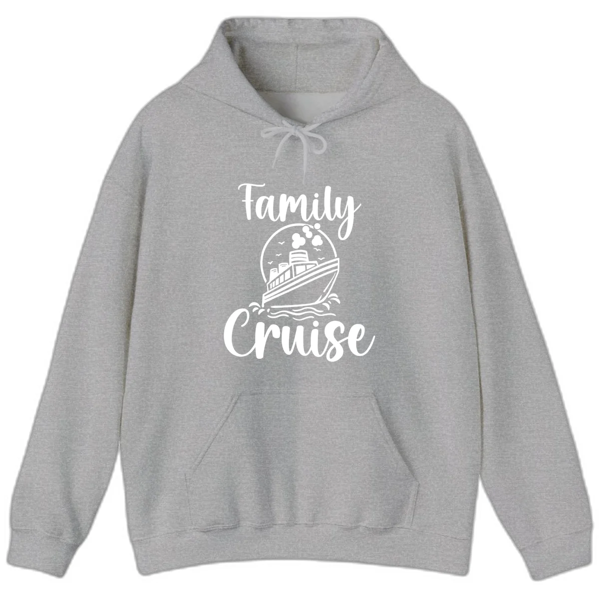 Family Cruise Adventure Ship Hooded Sweatshirt in Sport Grey
