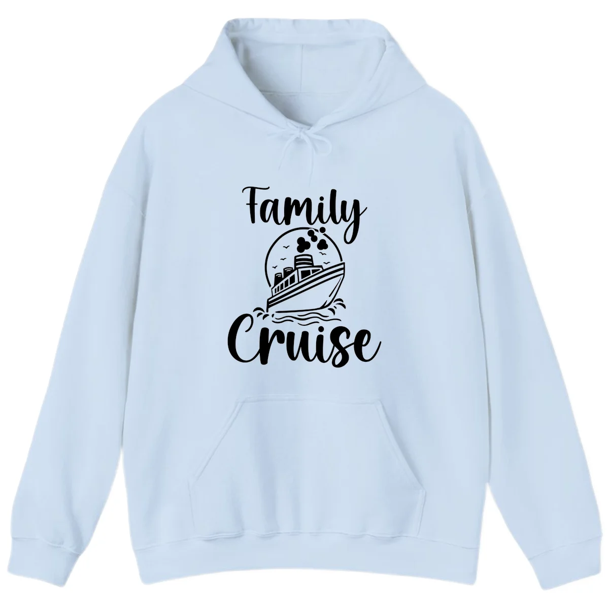 Family Cruise Adventure Ship Hooded Sweatshirt in Light Blue
