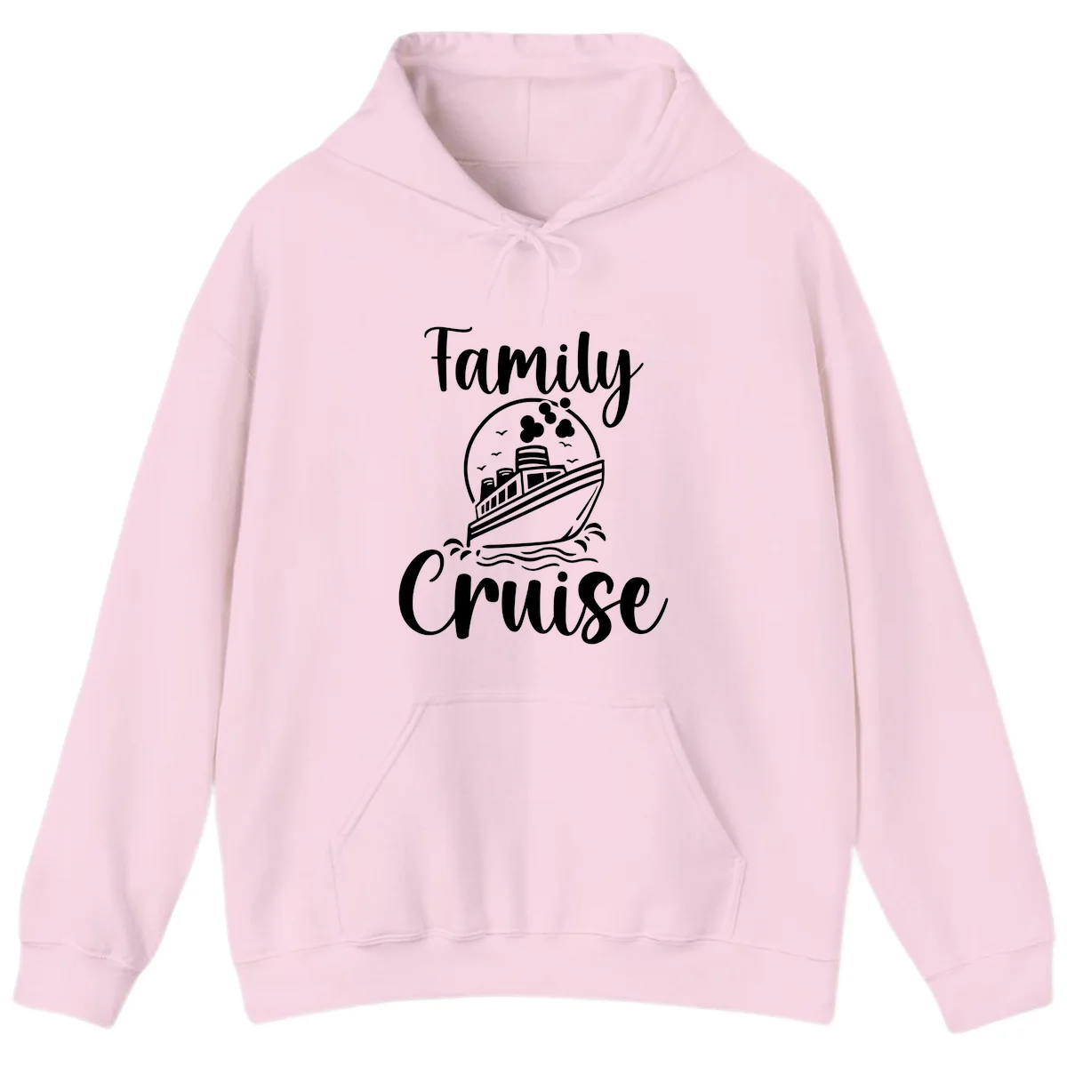 Family Cruise Adventure Ship Hooded Sweatshirt in Light Pink