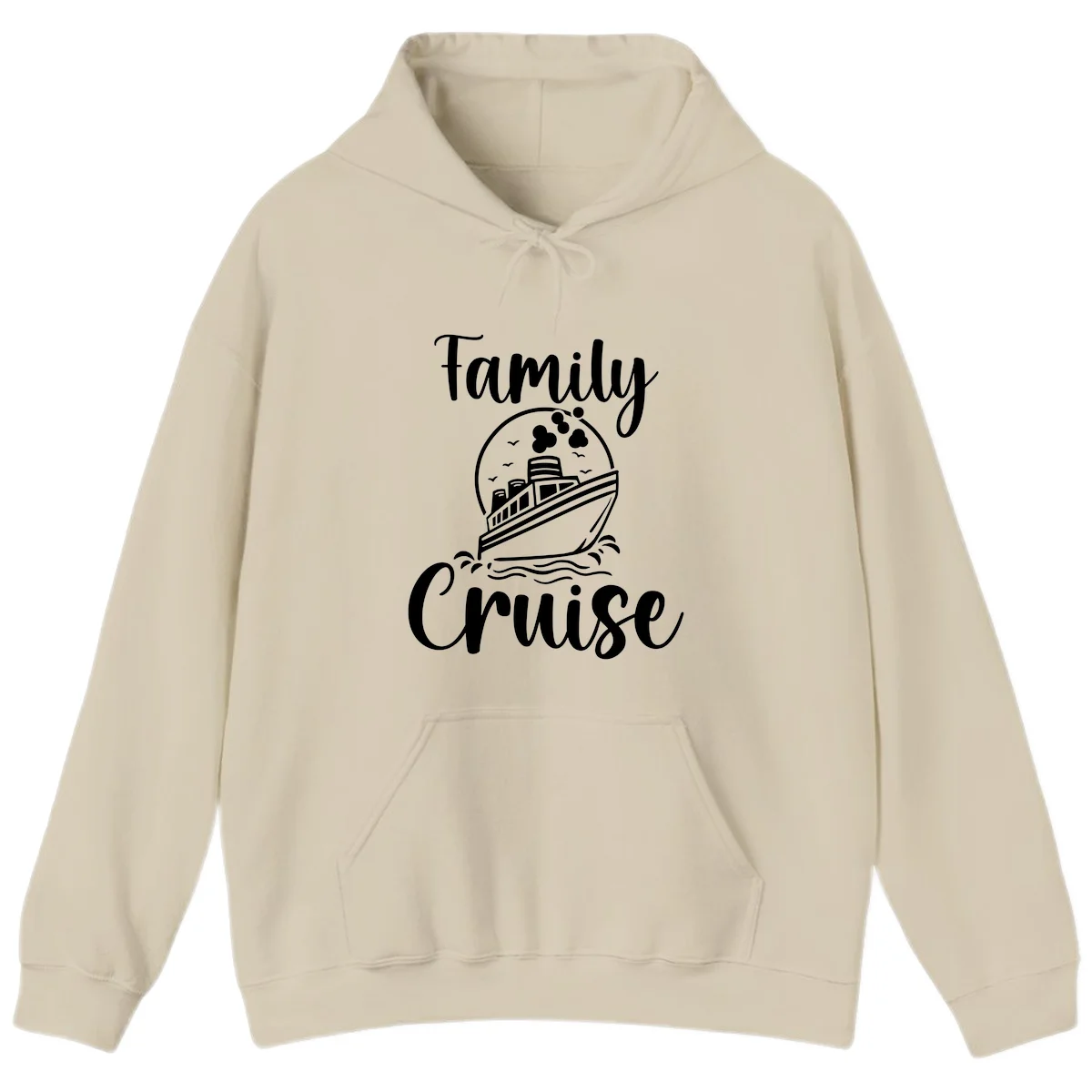 Family Cruise Adventure Ship Hooded Sweatshirt in Sand